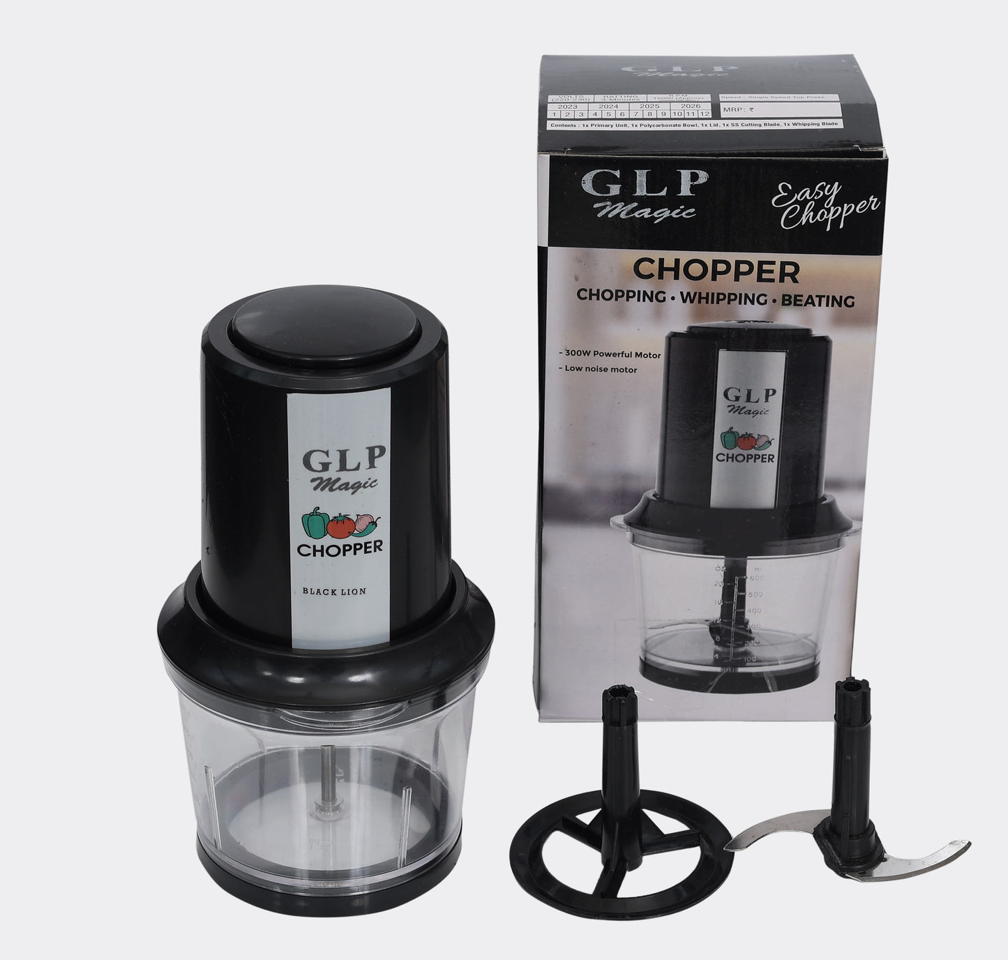 GLP MAGIC BLACK VEG CHOPPER BLACK LION 300 W FREE SHIPPING IN INDIA MRP RS.2300/- MODEL G-MABVC-27. GET COUPEN WORTH RS.100/- FOR YOUR NEXT PURCHASE