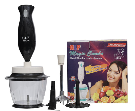 GLP Magic Combo - Hand Blender-cum- Chopper 300 WATTS BLACK & WHITE (FREE SHIPPING IN INDIA)   MRP RS.3,900/- MODEL NO. G-MCHBCB-25. GET A COUPEN OF RS.150/- FOR YOUR NEXT PURCHASE.