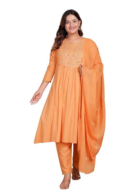 Embroidered Anarkali Kurti with Pant and Duptta